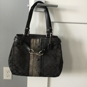 Coach Signature Nancy Black/ Gray Shoulder Bag